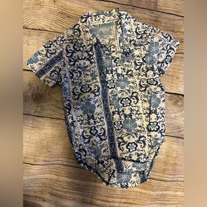 Blue and White Kids Button Down Shirt